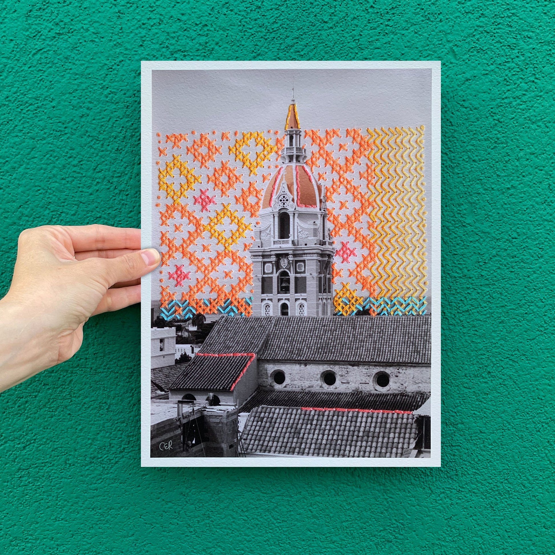 Tejiendo La Heroica: Hand embroidery art print - Catalina Escallon