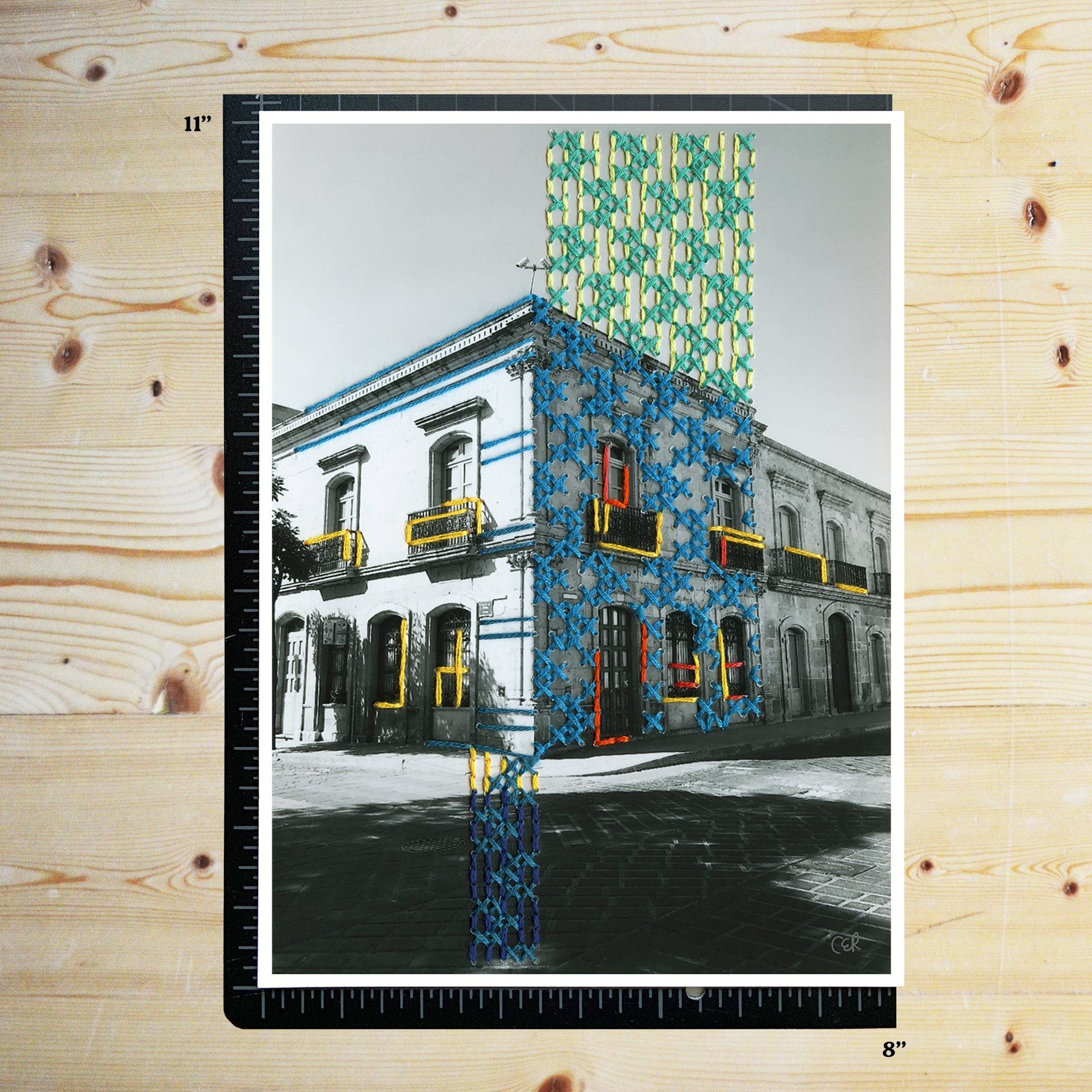 Cross stitch cross street: Hand embroidery art print - Catalina Escallon